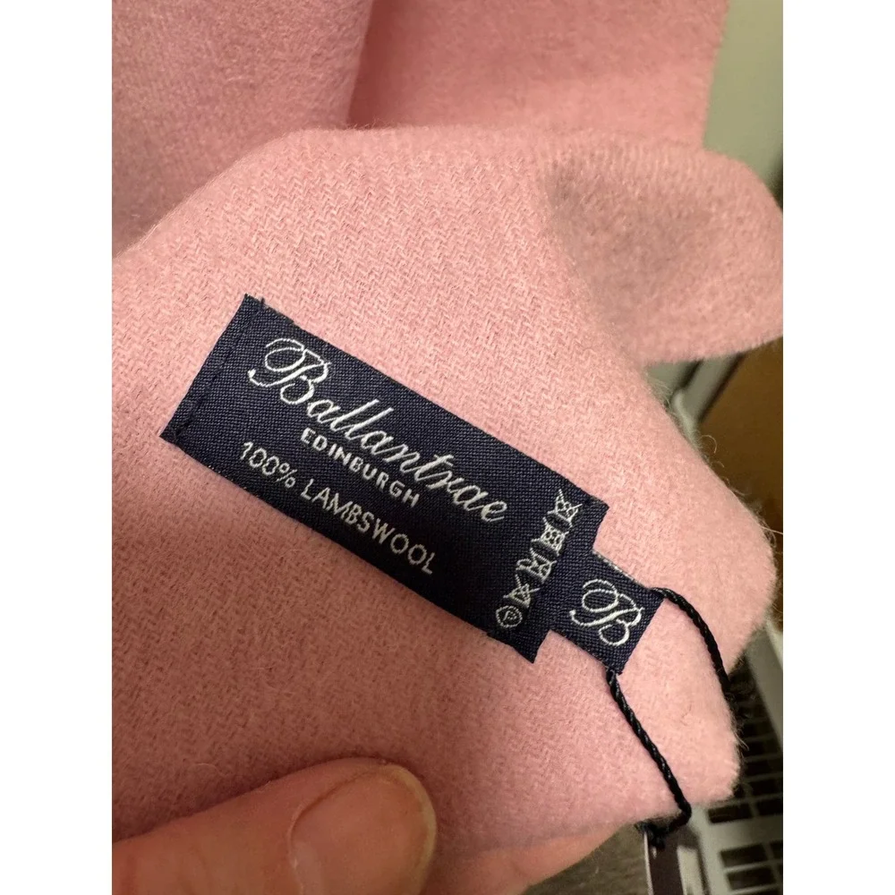 Ballantrae Scarf Womens Powder Pink Lambswool Fringed Coquette Old Money New